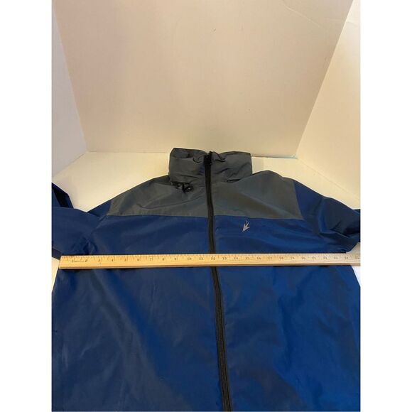 Frogg Toggs M-L Mens rain jacket collar hood blue gray Color Block Nwot - Picture 7 of 9